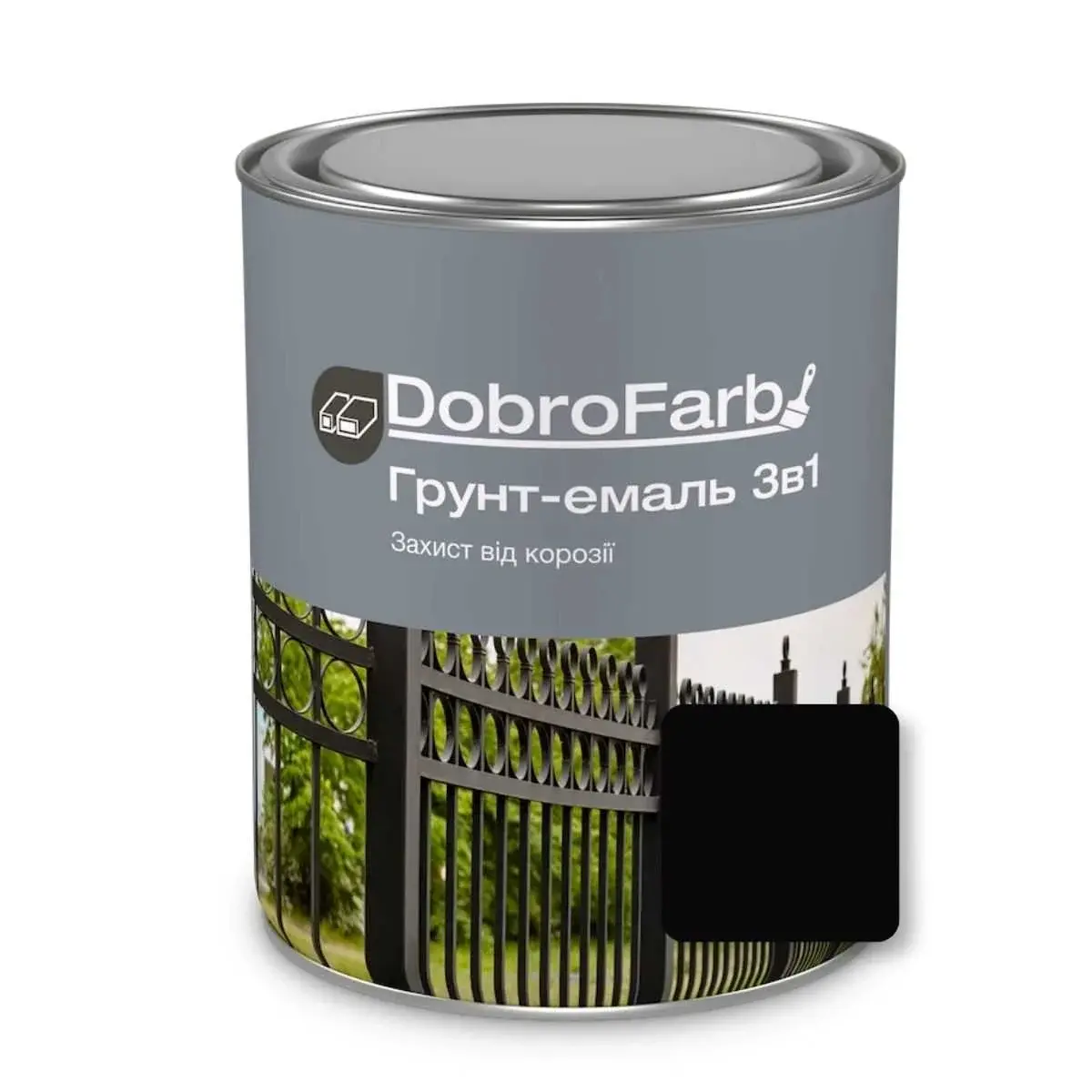 Grund-email DobroFarb 3 in 1 negru RAL 9005 0.8 kg